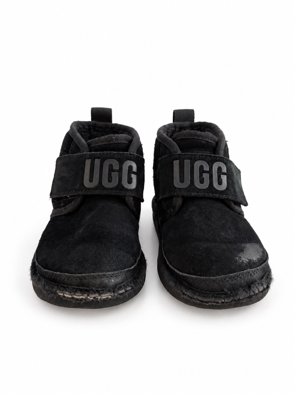 UGG Kids Black Suede Hook-and-Loop Boots